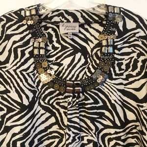 Lynn Ritchie Zebra Silk Beaded Tunic M